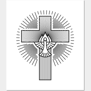 Christian cross and dove - a symbol of the Spirit Posters and Art